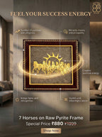 7 Horses on Raw Pyrite Frame - Money Attraction | Dhan Akarshan