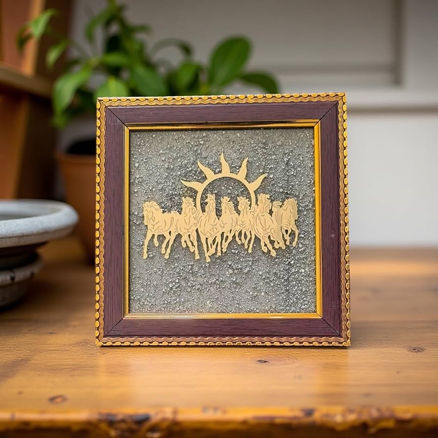 7 Horses on Raw Pyrite Frame - Money Attraction | Dhan Akarshan