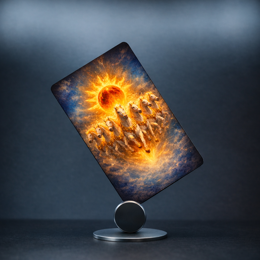 7 Horses of Surya Wallet Card - Good Luck With You Always