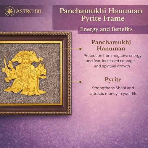 Panchamukhi Hanuman Ji Raw Pyrite Frame for Strength & Protection