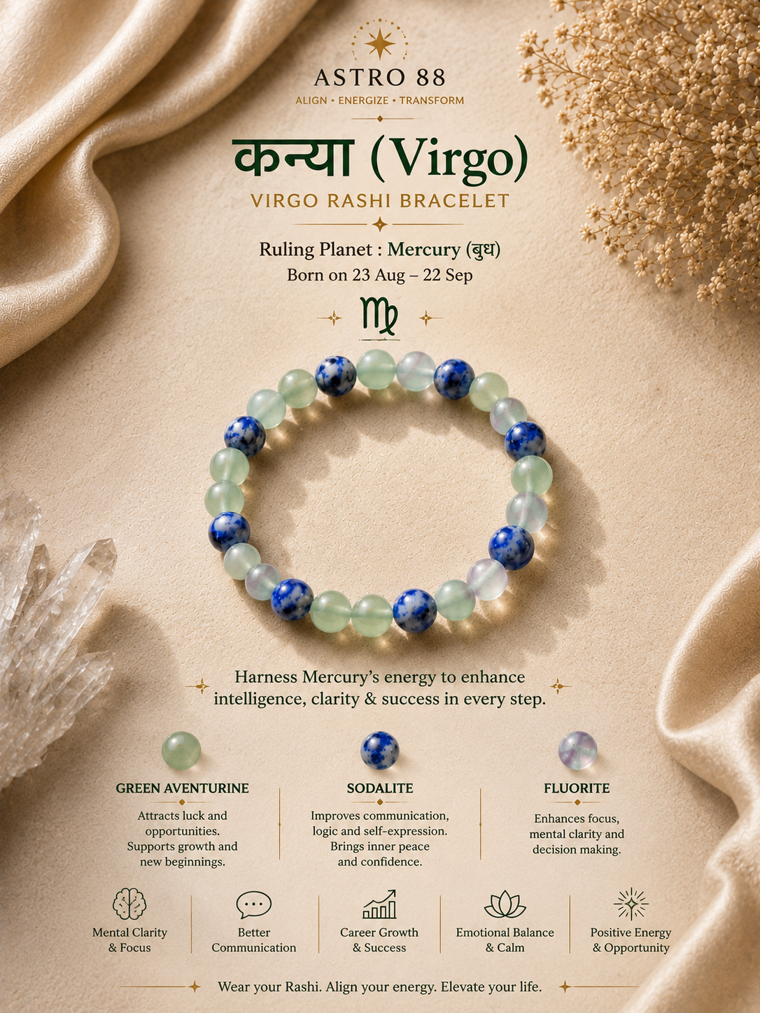 कन्या (Virgo) Rashi Bracelet