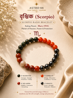 Scorpio (वृश्चिक) Rashi Bracelet | Strength, Protection & Transformation Crystal Bracelet