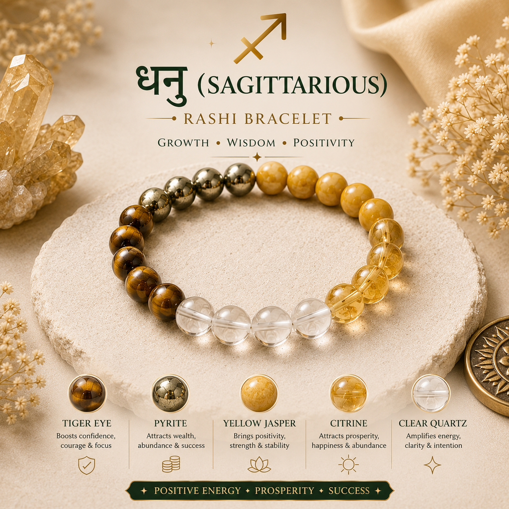 Sagittarius (धनु) Rashi Bracelet | Growth, Wisdom & Prosperity Crystal Bracelet
