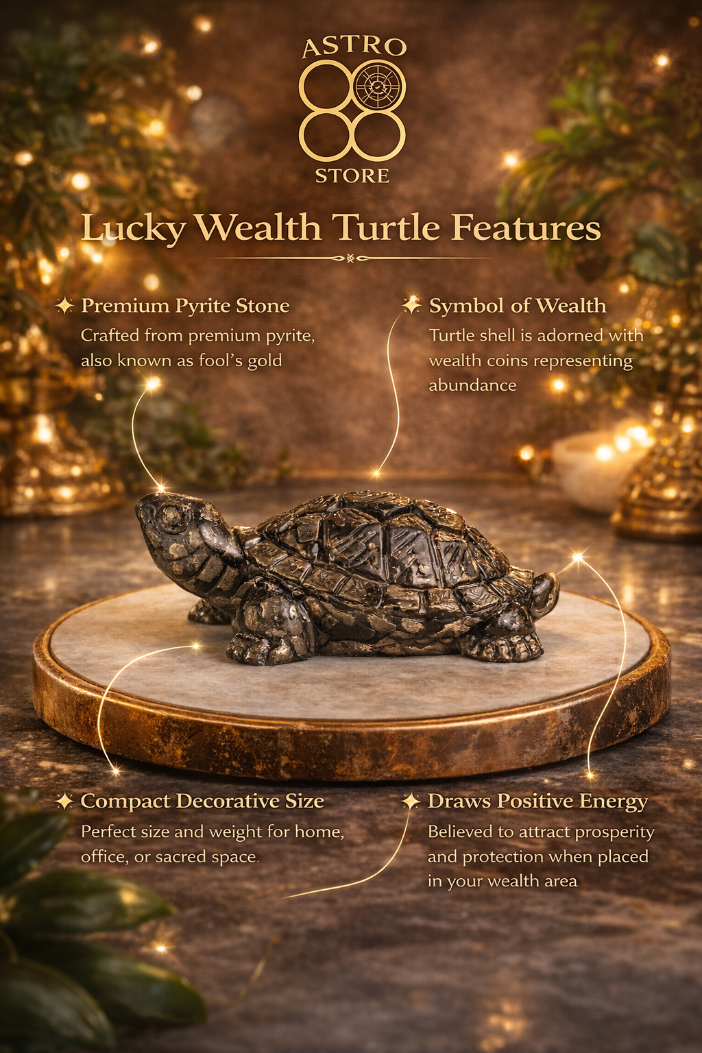 Lucky Pyrite Wealth Turtle – Symbol of Prosperity & Protection