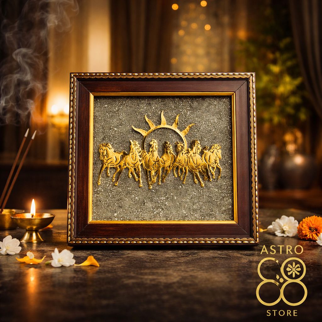 7 Horses on Raw Pyrite Frame - Money Attraction | Dhan Akarshan