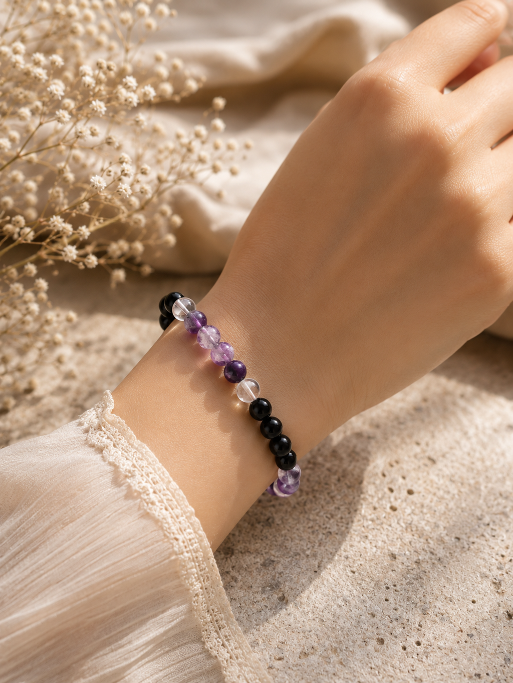 Aquarius (कुम्भ) Rashi Bracelet | Stability, Wisdom & Success Crystal Bracelet