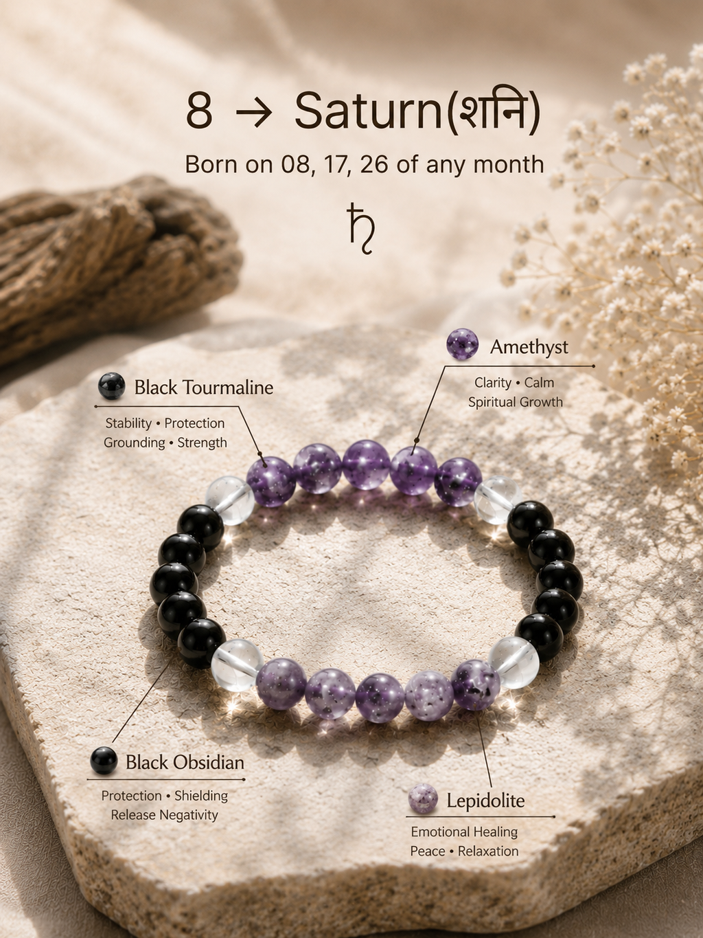 Mulank 8 – Saturn Stability Bracelet For People Born on 8, 17 & 26 of Any Month