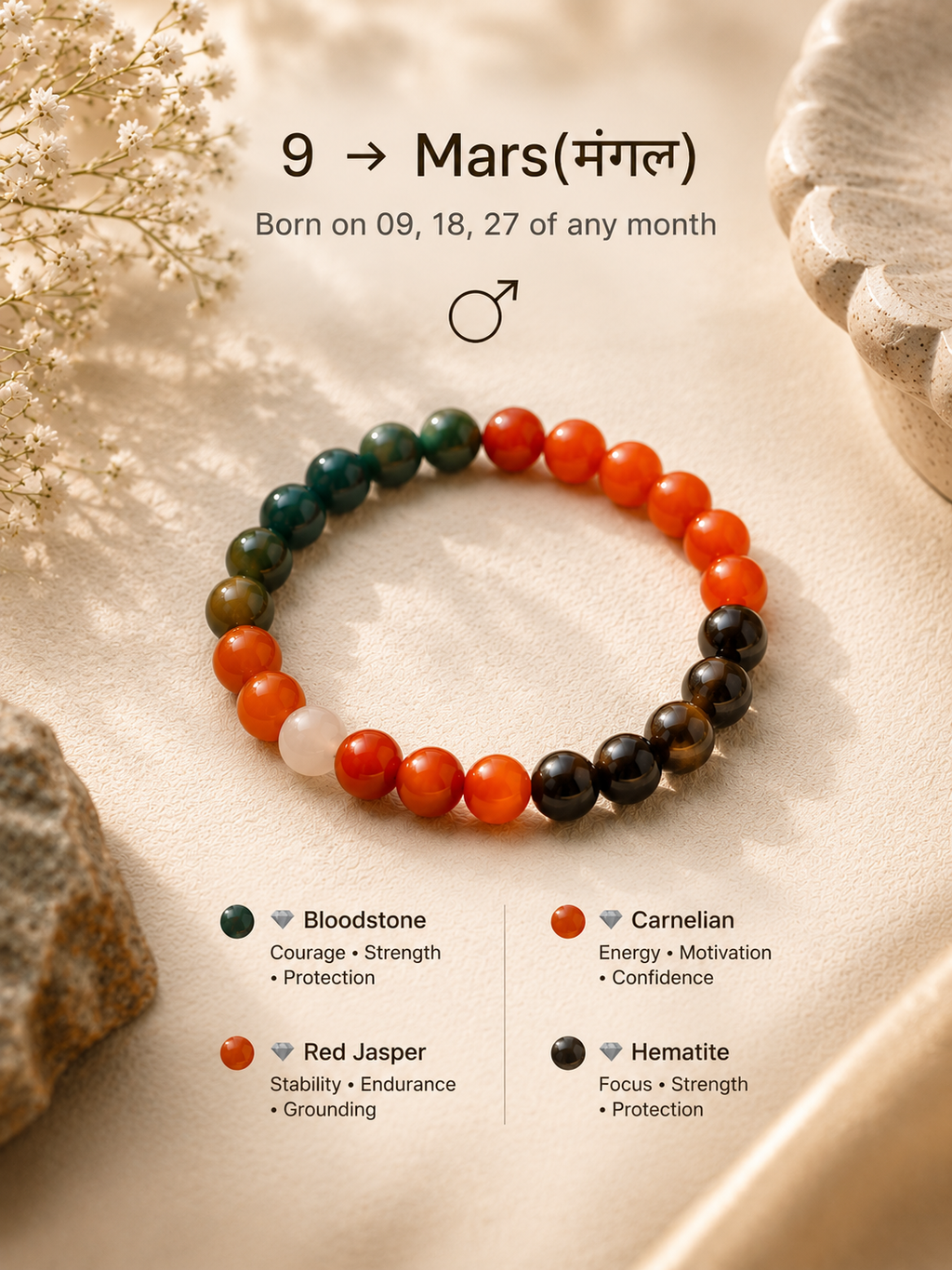 Mulank 9 – Mars Power Bracelet For People Born on 9, 18 & 27 of Any Month