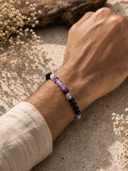 Aquarius (कुम्भ) Rashi Bracelet | Stability, Wisdom & Success Crystal Bracelet