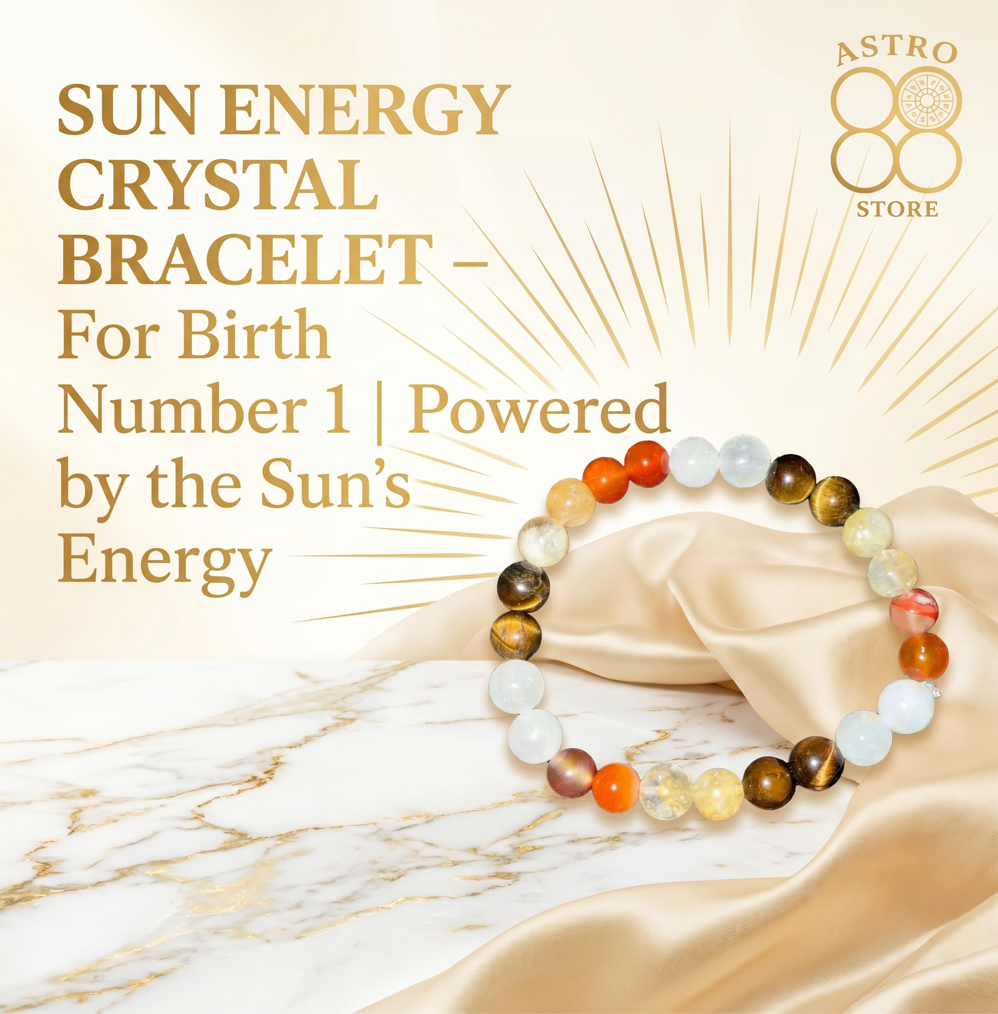For Birth Numbers 1, 10, 19 & 28 of any month - Sun Leadership Bracelet (For Confidence • Leadership • Recognition • Career Growth)