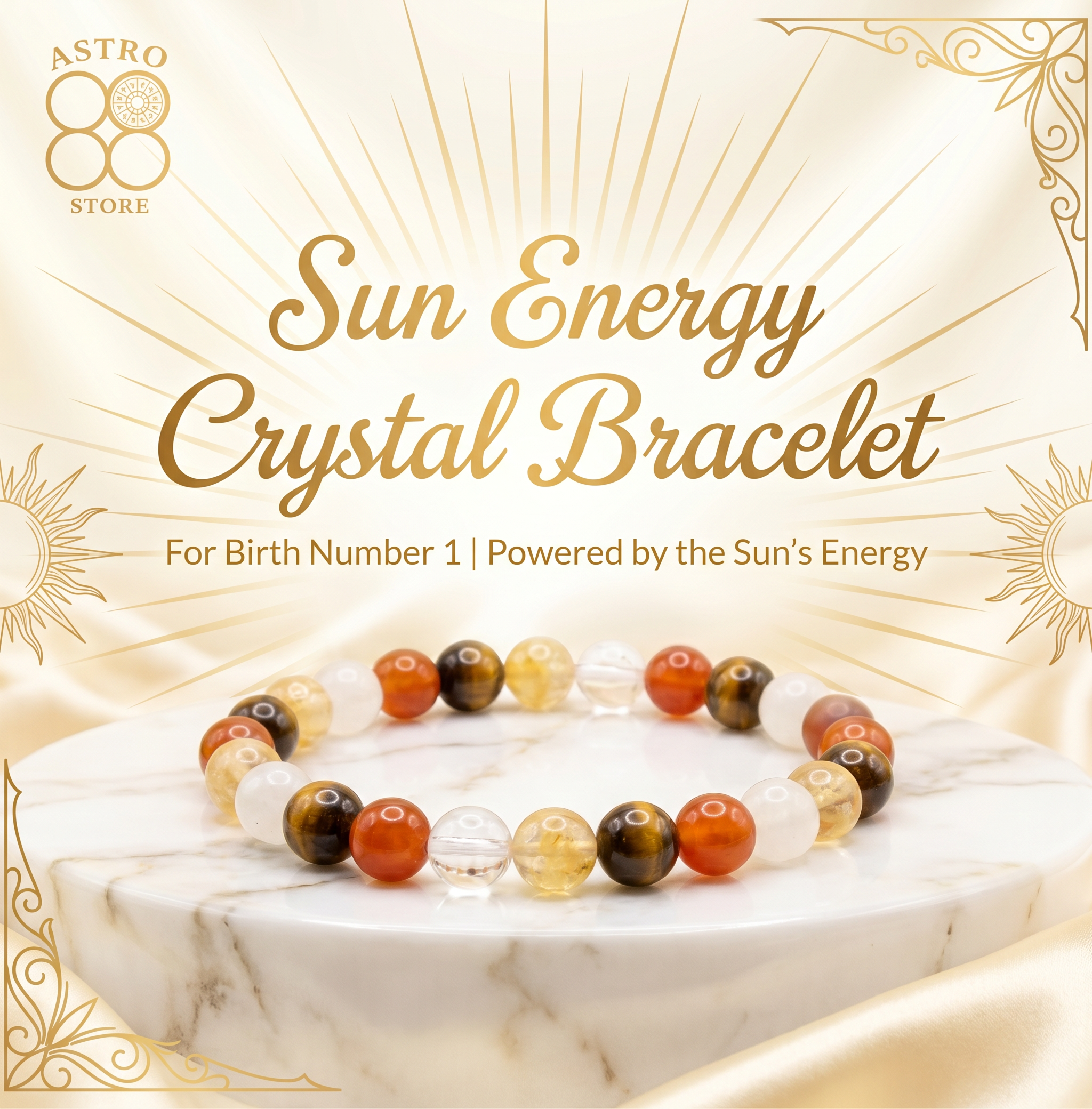 For Birth Numbers 1, 10, 19 & 28 of any month - Sun Leadership Bracelet (For Confidence • Leadership • Recognition • Career Growth)