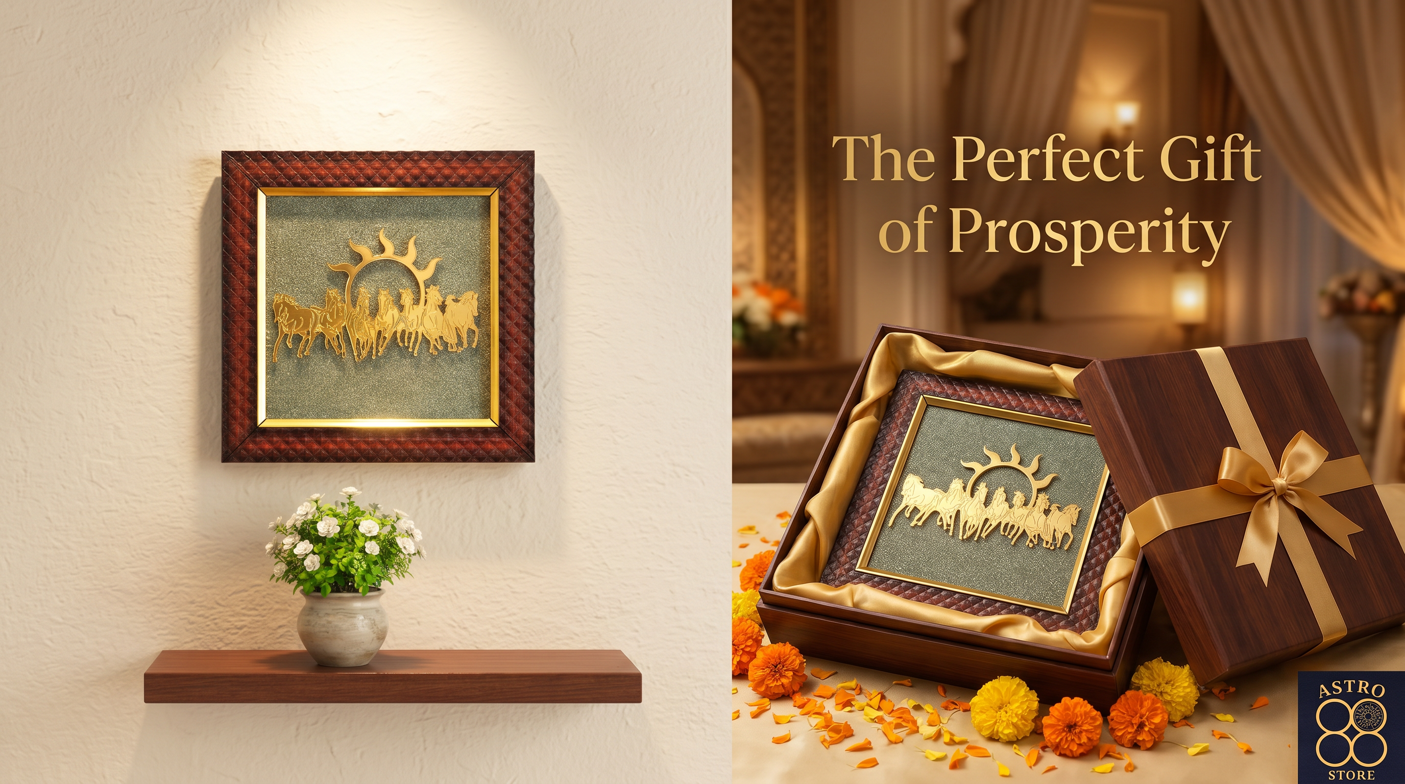 7 Horses on Raw Pyrite Frame - Money Attraction | Dhan Akarshan